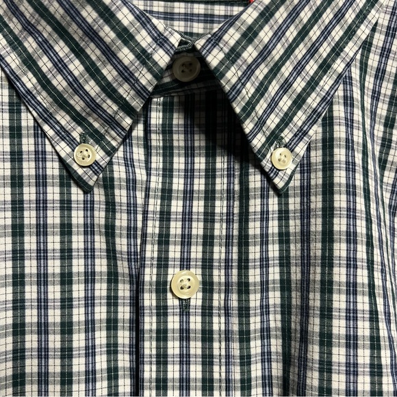 IZOD Blue & Green Plaid Long Sleeve Button Up Down Men’s XXL 100% Cotton - Picture 3 of 9